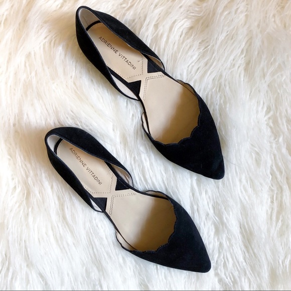 CYBER SALE🕊️Adrienne Vittadini Black Friskie Suede Pointed Toe  Flats neutral - Picture 2 of 7